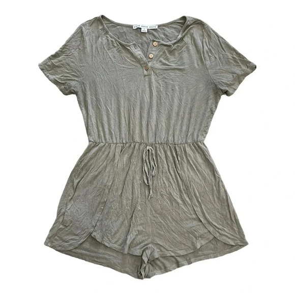 HYFVE Olive Green Rayon Cinched Summer Romper L - Picture 1 of 4